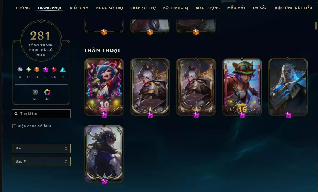281 SKIN LOL NHIỀU TP ĐẸP FULL CHAMP