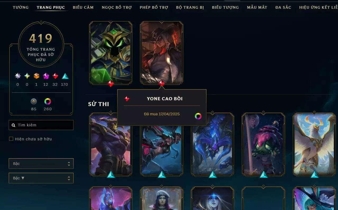 Ảnh ✅419 SKIN LOL -CỜ QUỶ VƯƠNG - LV 600✅YONE CAO BỒI