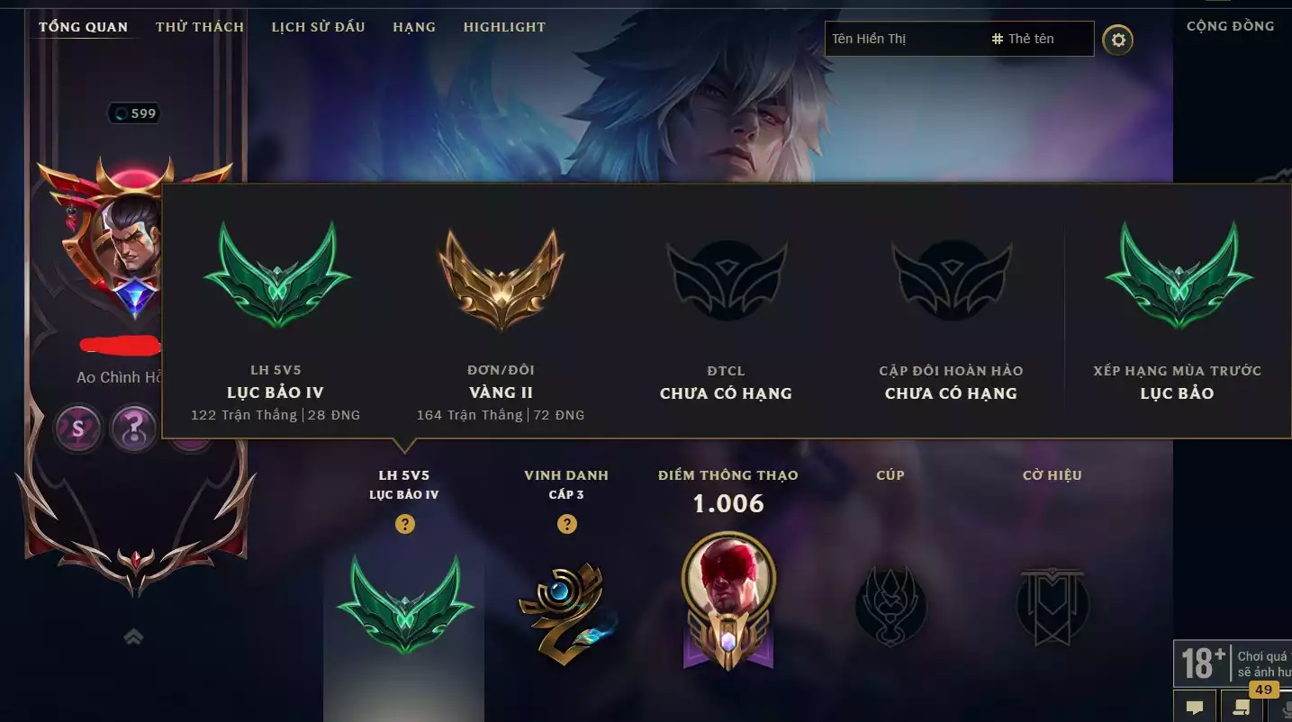 Ảnh ✅419 SKIN LOL -CỜ QUỶ VƯƠNG - LV 600✅YONE CAO BỒI