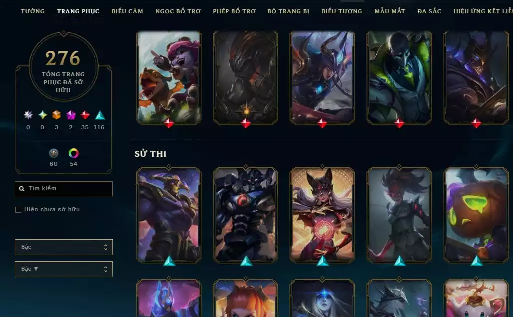 Ảnh 276 skin Full champ + urank