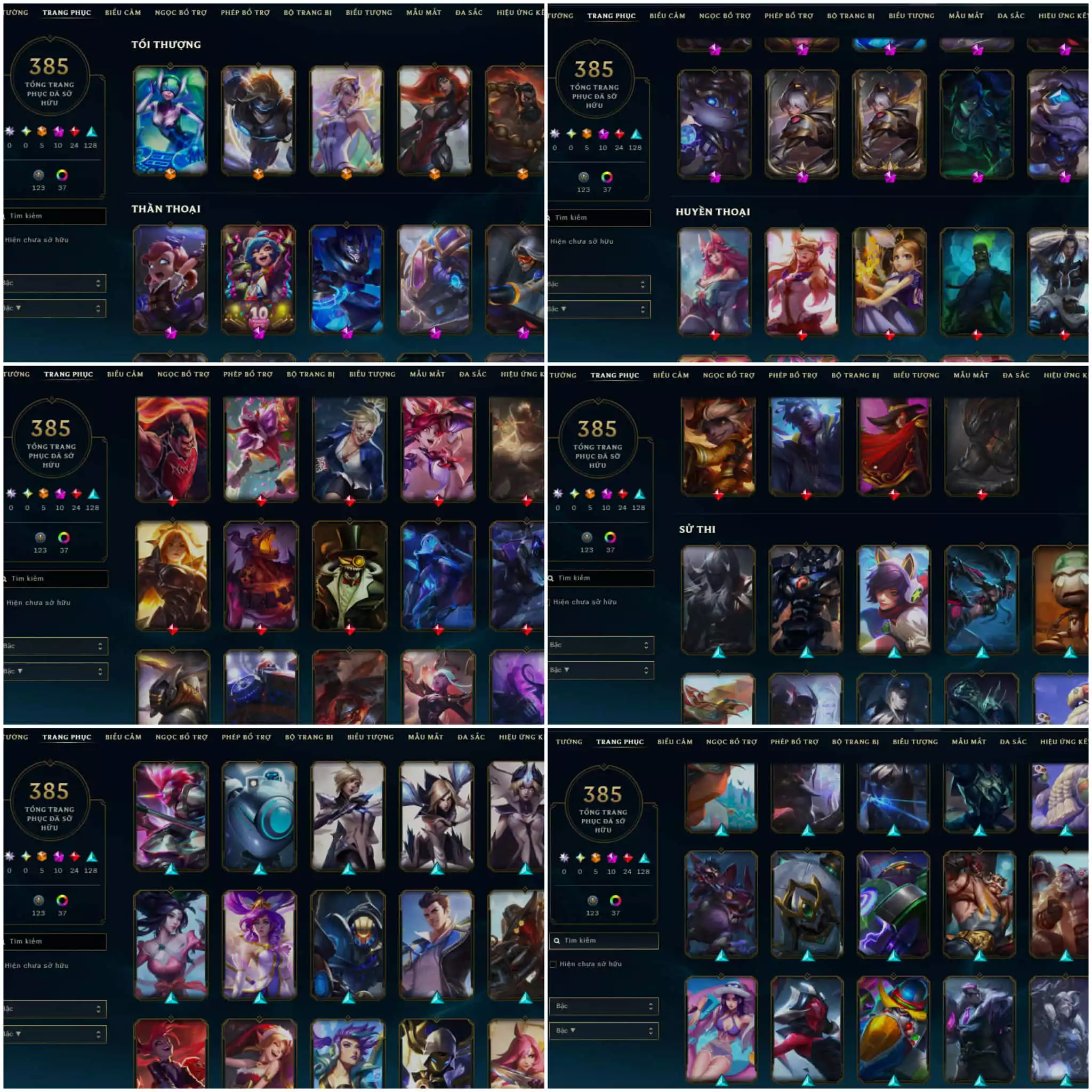 385 skin + Full champ + nhiều skin 2013